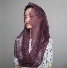 Wine Purple Spanish Lace Infinity Veil